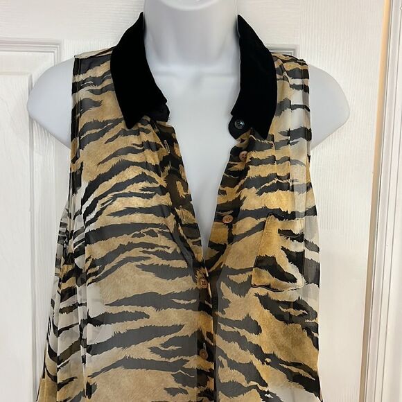 NWT Equipment Velvet Collar Tank Button-down Top size L - Picture 2 of 9